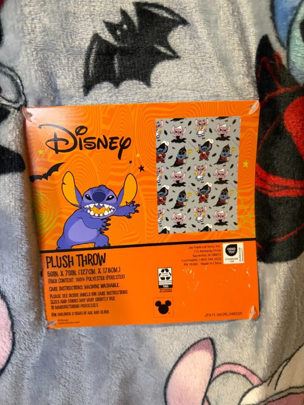 Disney Stitch & Angel Halloween Plush Throw Blanket 50x70 Vampire NWT